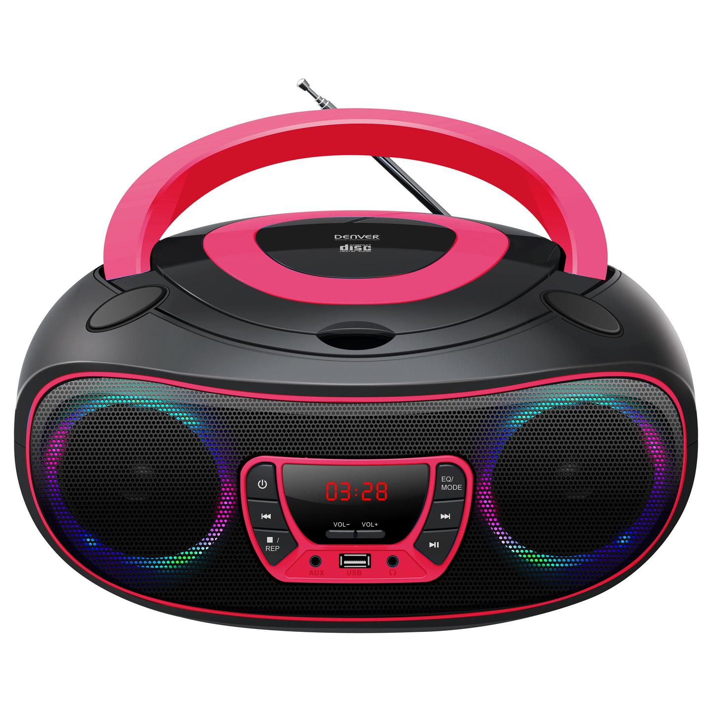 Altoparlant Denver TCL-212BT, CD, FM Radio, Bluetooth, USB, AUX, 4W RMS, LED - Zezë/Rozë - 2