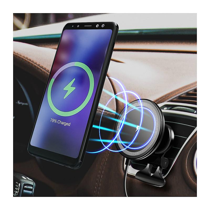 Adapter telefoni për veturë LogiLink PA0333 / Wireless Charging / Magnetic / 360° / 15W / Round – Zezë - 8