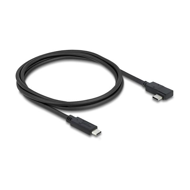 Kabllo USB DeLOCK 81710 / USB-C në USB-C / 1m / USB 40Gbps / 240W / 4K 144Hz / Kënd i Drejtë - Zezë
