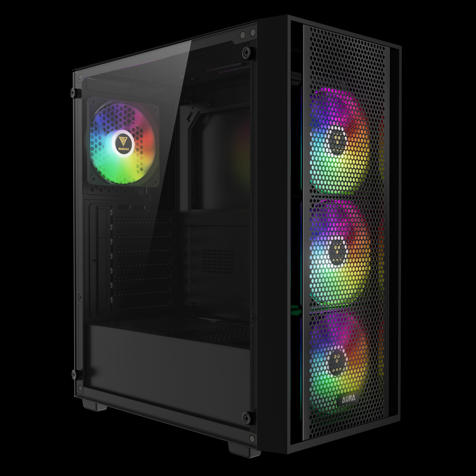 Kasë GAMDIAS AURA GC2 ELITE ARGB / Mid-Tower / ATX / 4x 120mm ARGB Fan / Tempered Glass - Zezë - 2