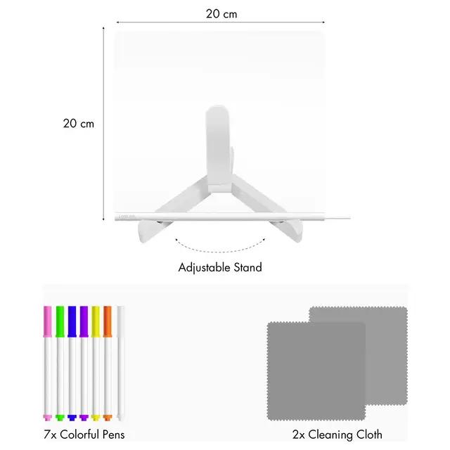 Whiteboard me Ndriçim LogiLink AA0191 / 20 × 20 cm / 7 Markerë / USB-C – Transparente - 2