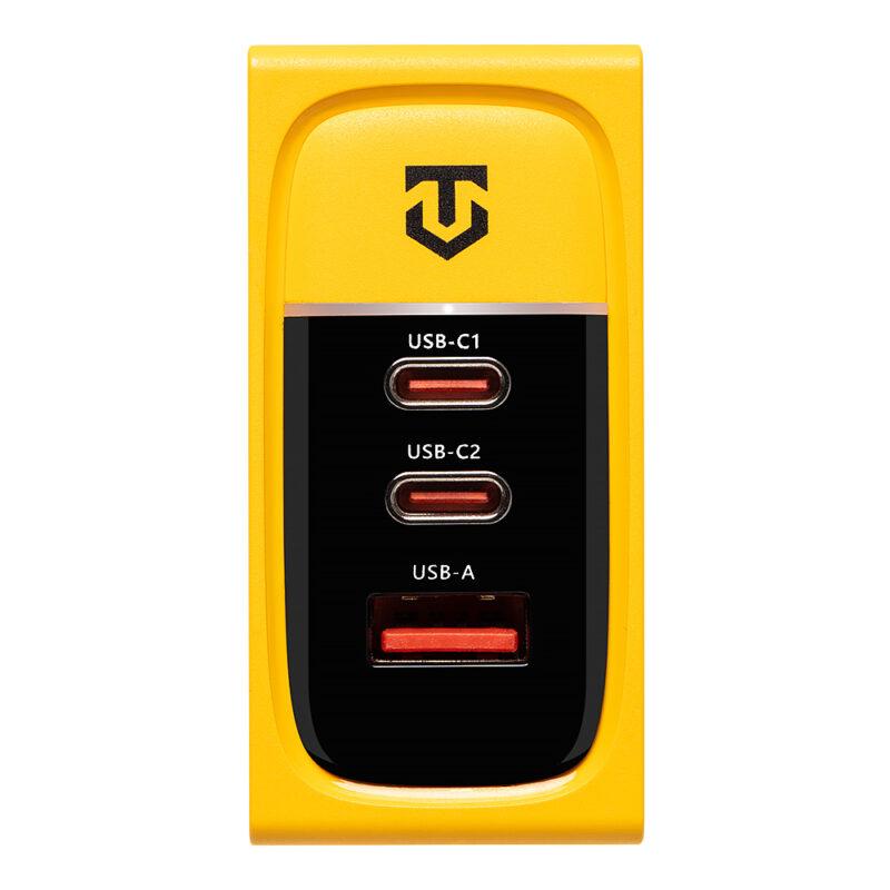 Karikues Tactical Nett Warrior GaN, 100 W, 2× USB-C, 1× USB-A, Karikim i Shpejtë – Verdhë - 3
