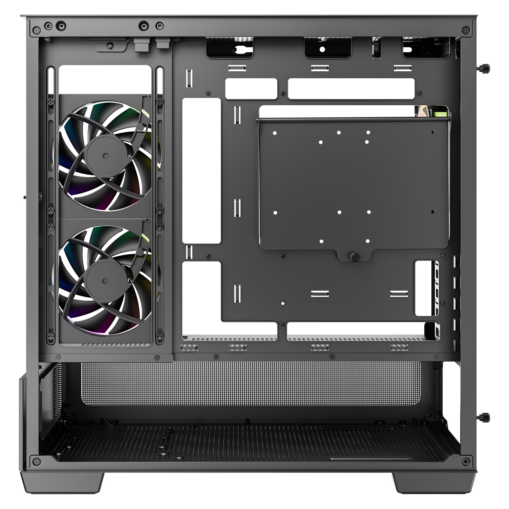 Kasë PC DeepCool CG380U 3F / Mini Tower / Micro-ATX + Mini-ITX / 2x 120mm + 1x 120mm ARGB Fan / Tempered Glass - Zezë - 4