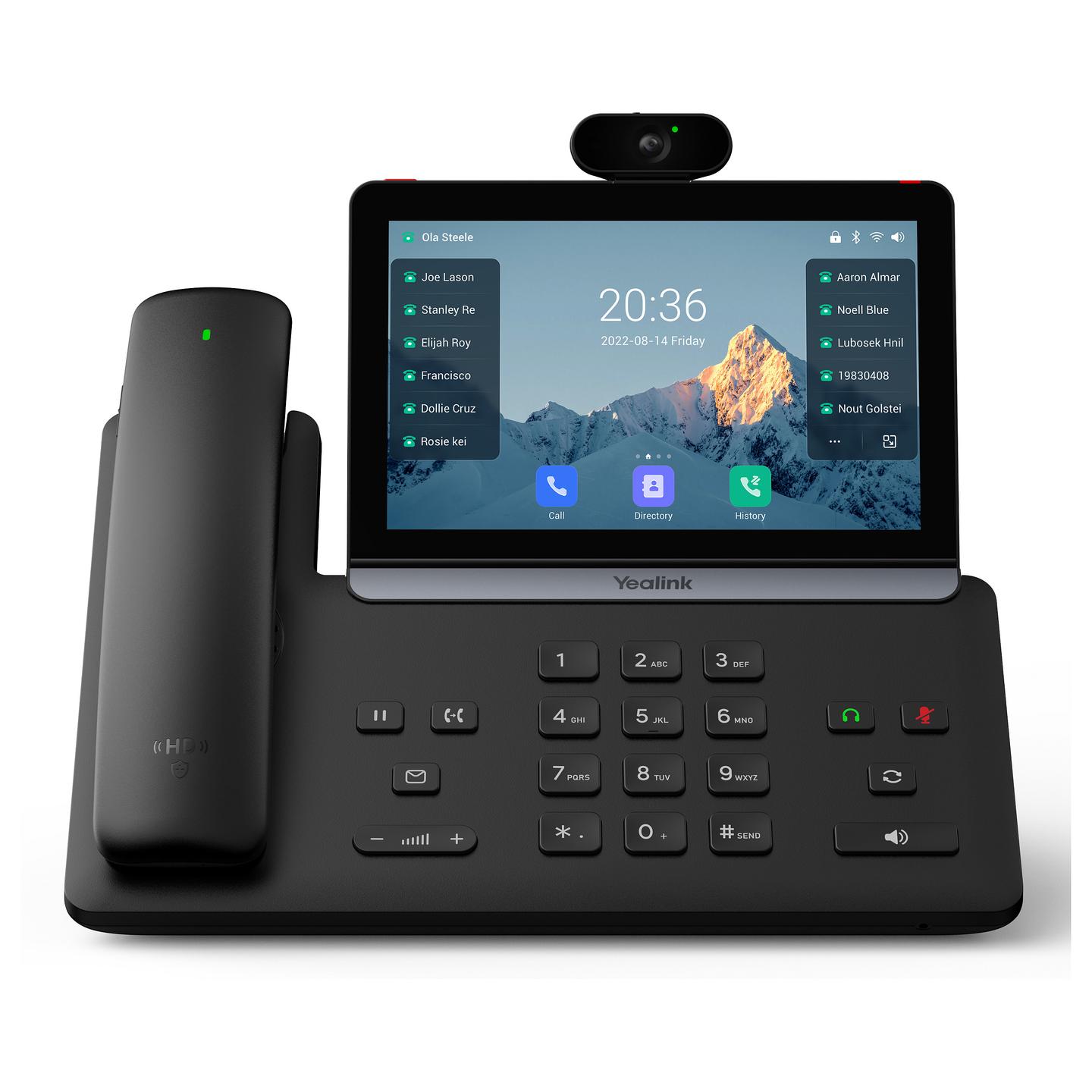 Telefon VoIP Yealink SIP-T88V Pro, ekran me prekje 7" IPS, kamerë 5MP, Wi-Fi 6, Bluetooth 5.0, Gigabit Ethernet, PoE - Zezë