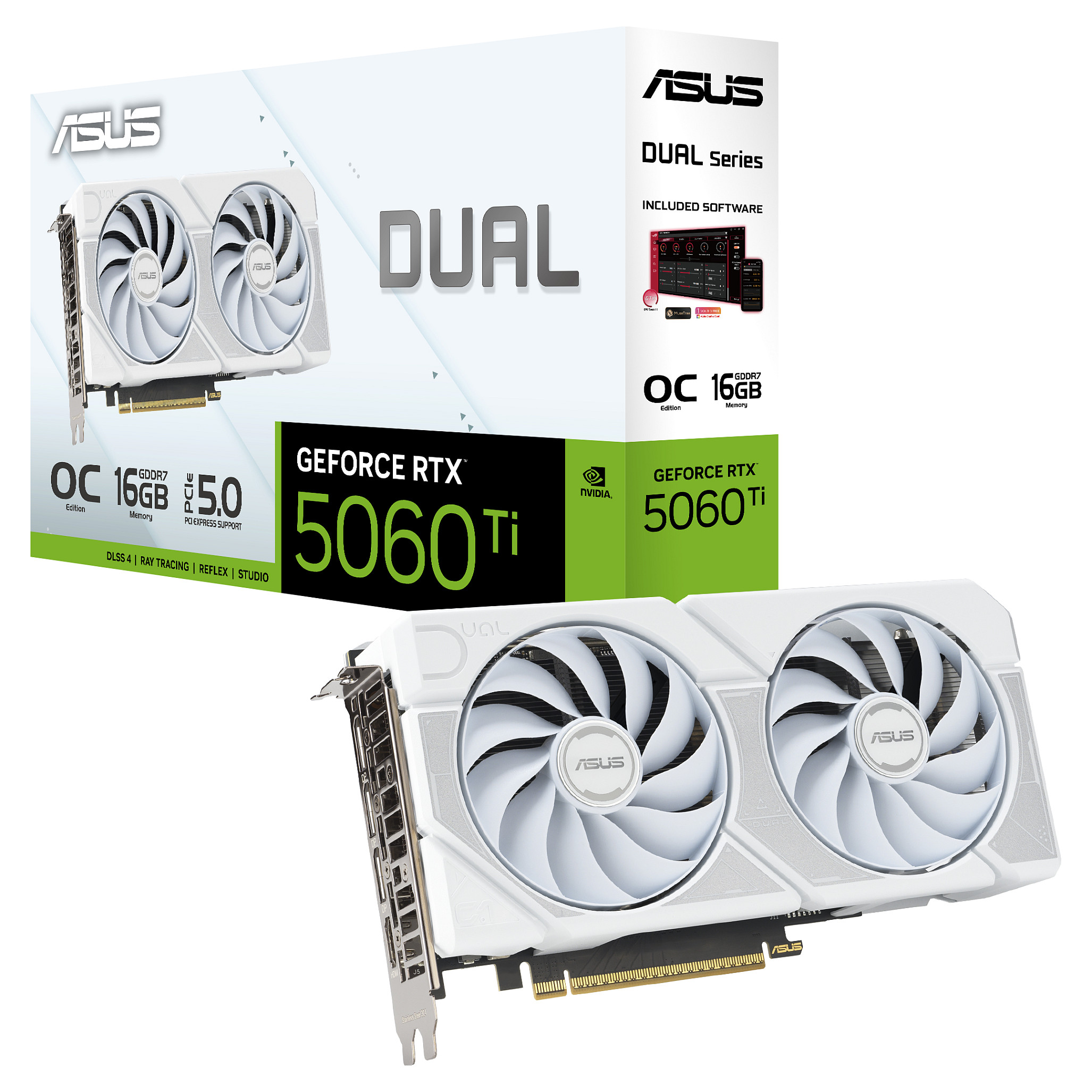 Kartë Grafike NVIDIA ASUS Dual GeForce RTX 5060 Ti OC Edition / 16GB GDDR7 / PCIe 5.0 / Dual Fan - Bardhë - 14