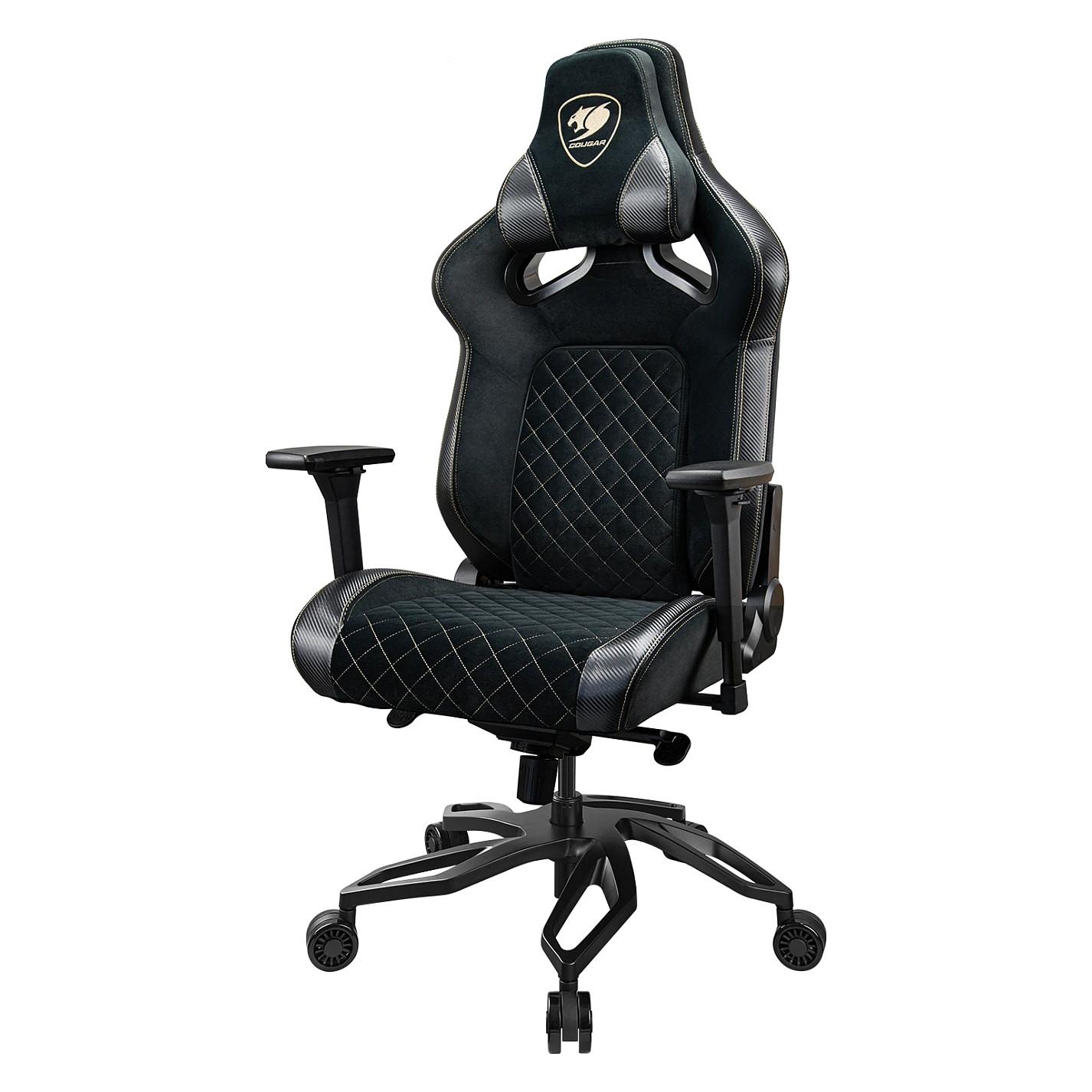Karrige Gaming COUGAR Titan Pro V2 Gold F, Velvet, Mbështetëse 4D, Mbështetje Lumbare, 160 kg – Zezë - 3
