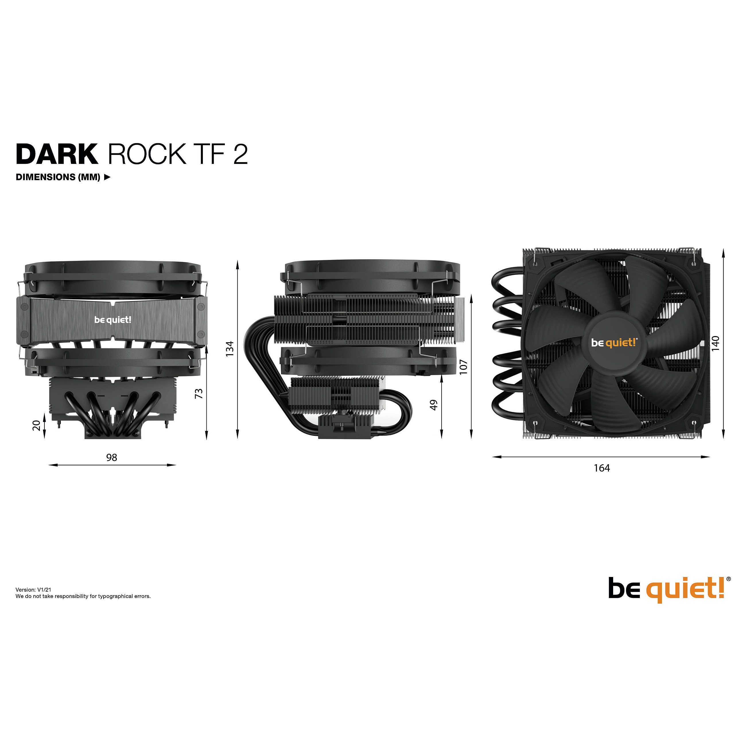 Ftohës për Procesor be quiet! Dark Rock TF 2 / 2x135mm / Top-Flow / 230W TDP – Zezë - 7