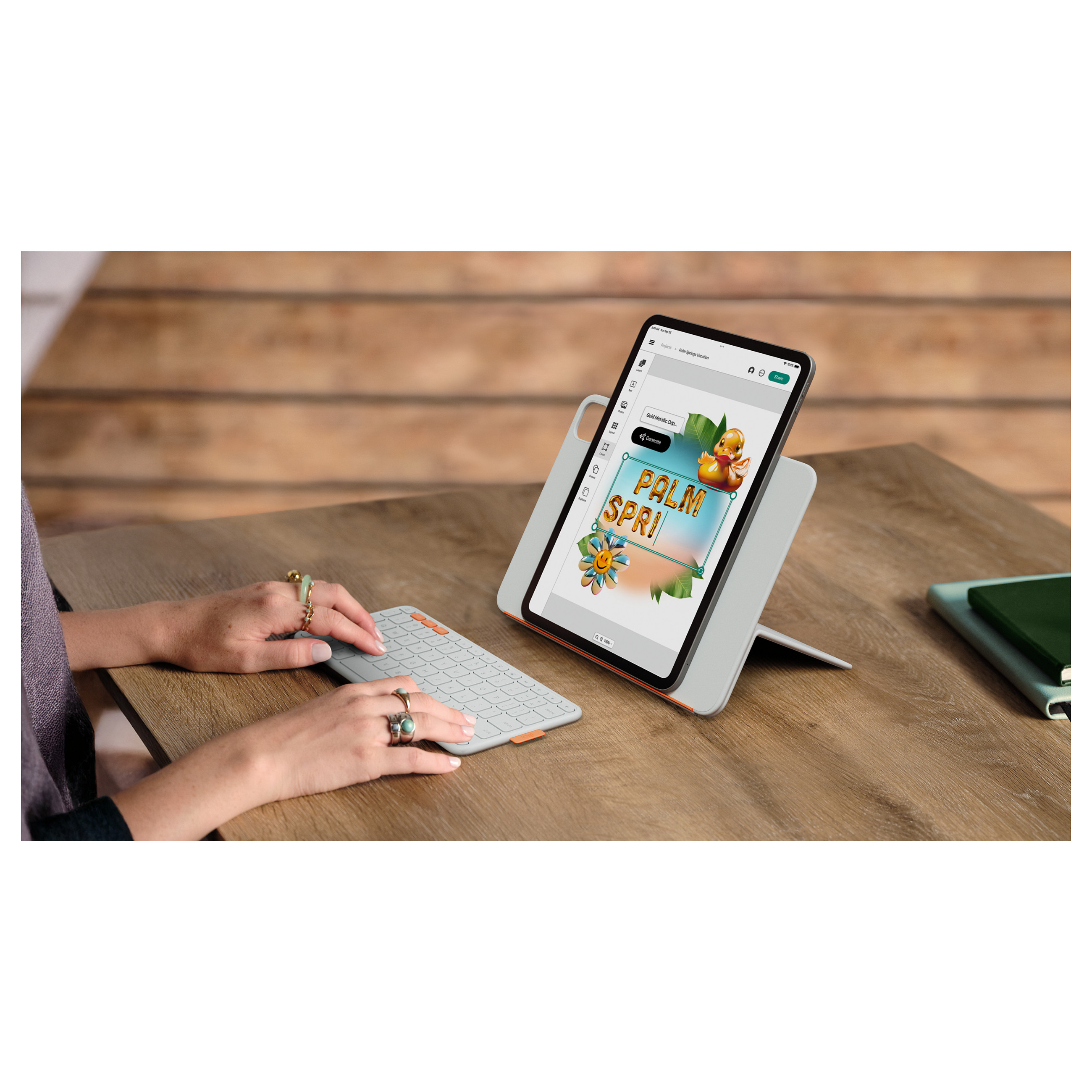 Tastierë Pa kabllo Logitech Flip Folio / QWERTZ / Swiss - Gri e çelët - 7