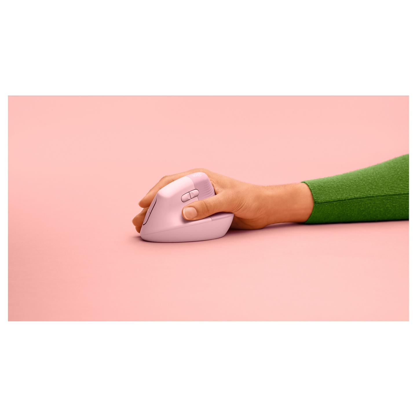 Maus pa kabllo Logitech Lift / Vertical Ergonomic / Bluetooth + Logi Bolt / 4,000 DPI / 6 Butona / Right Hand - Rozë - 11