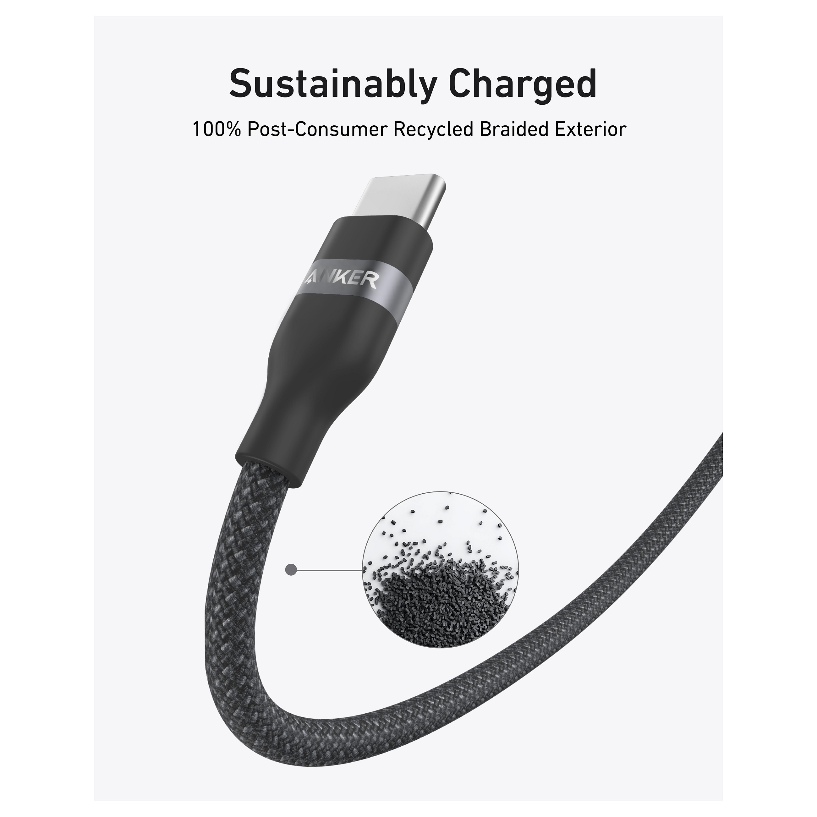 Kabllo USB Anker A82E2 / USB-C në USB-C / 0.9m / 240W / USB 2.0 / 480Mbps - Zezë - 3