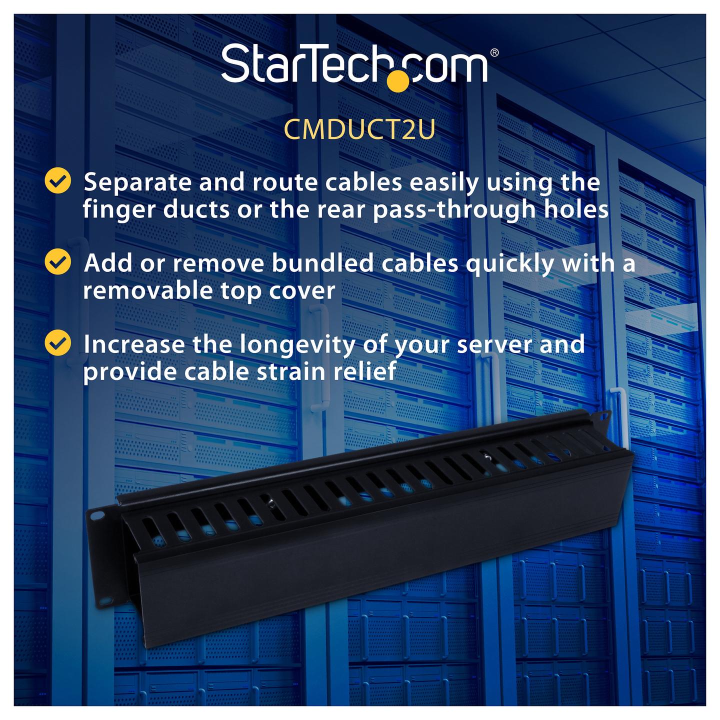 Aksesor Rack StarTech.com CMDUCT2U, Menaxhim Kabllosh, 2U, 19", me Kapak - Zezë - 8