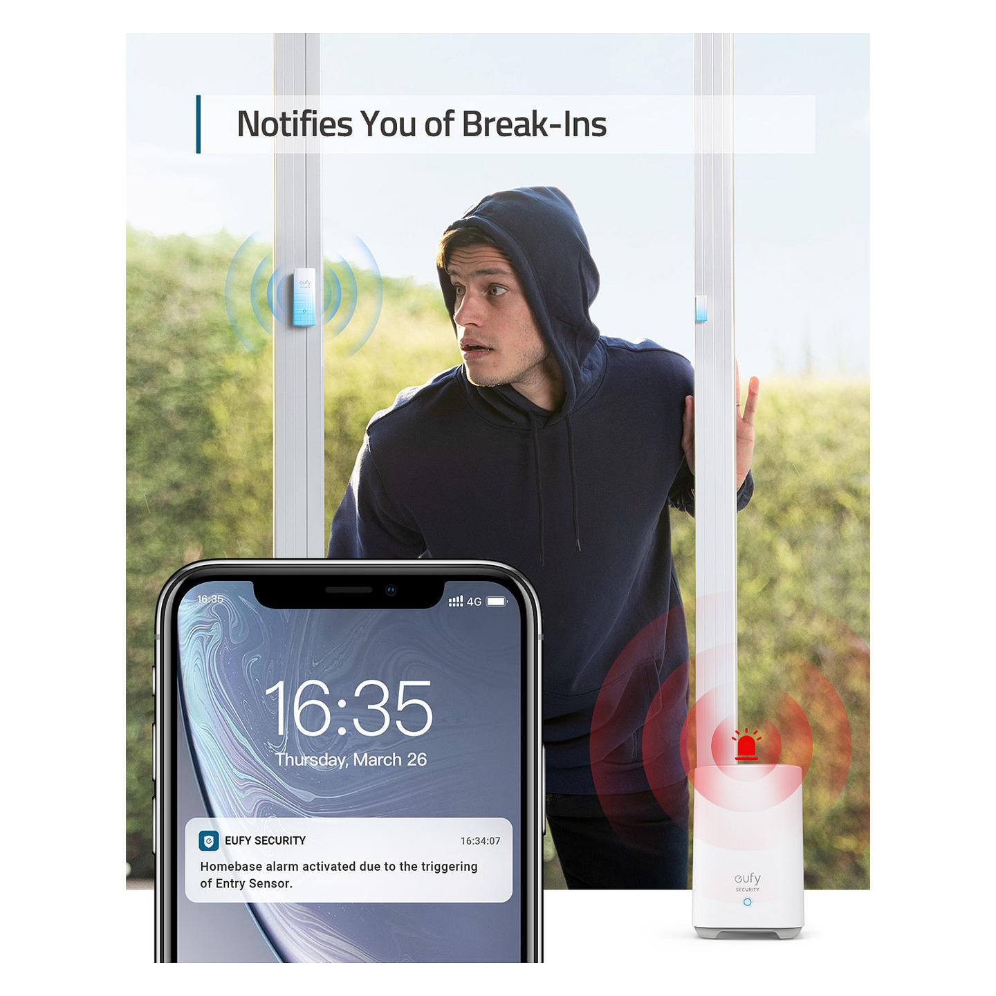 Sistem Alarmi i Mençur eufy T8990321, 5-Pjesësh, Wi-Fi, RF Wireless, GSM, SMS, Sensorë Dyer/Dritare, Sirenë - Bardhë - 21