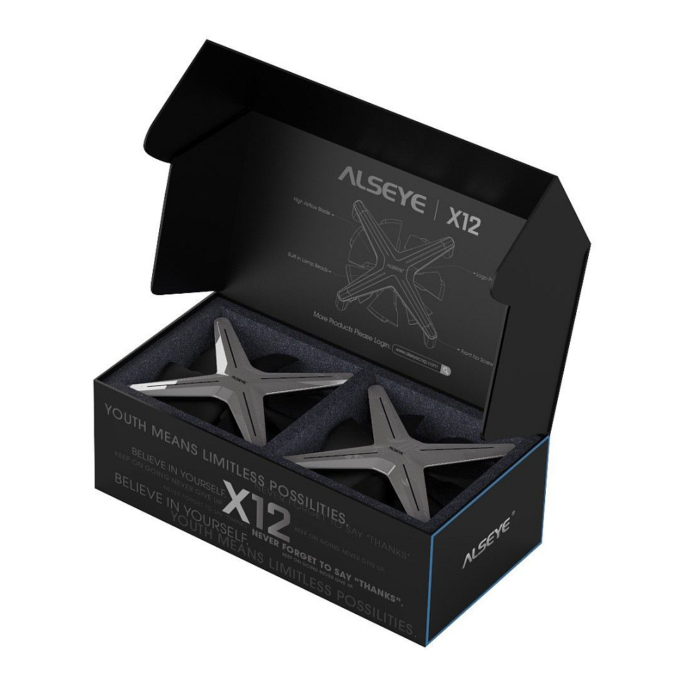 FtohĂ«s pĂ«r KasĂ« Inter-Tech ALSEYE X12 Kit / 120mm / 30mm / 800-1200 RPM / PWM / ARGB / 3-Pack / Controller â Gri - 12