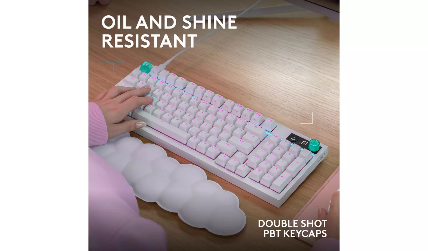 Tastierë Gaming Logitech G316 X 98 / Wired / Mekanike / 98% / Hot-Swappable / Linear & Tactile / LIGHTSYNC RGB / USB-C – Bardhë - 8