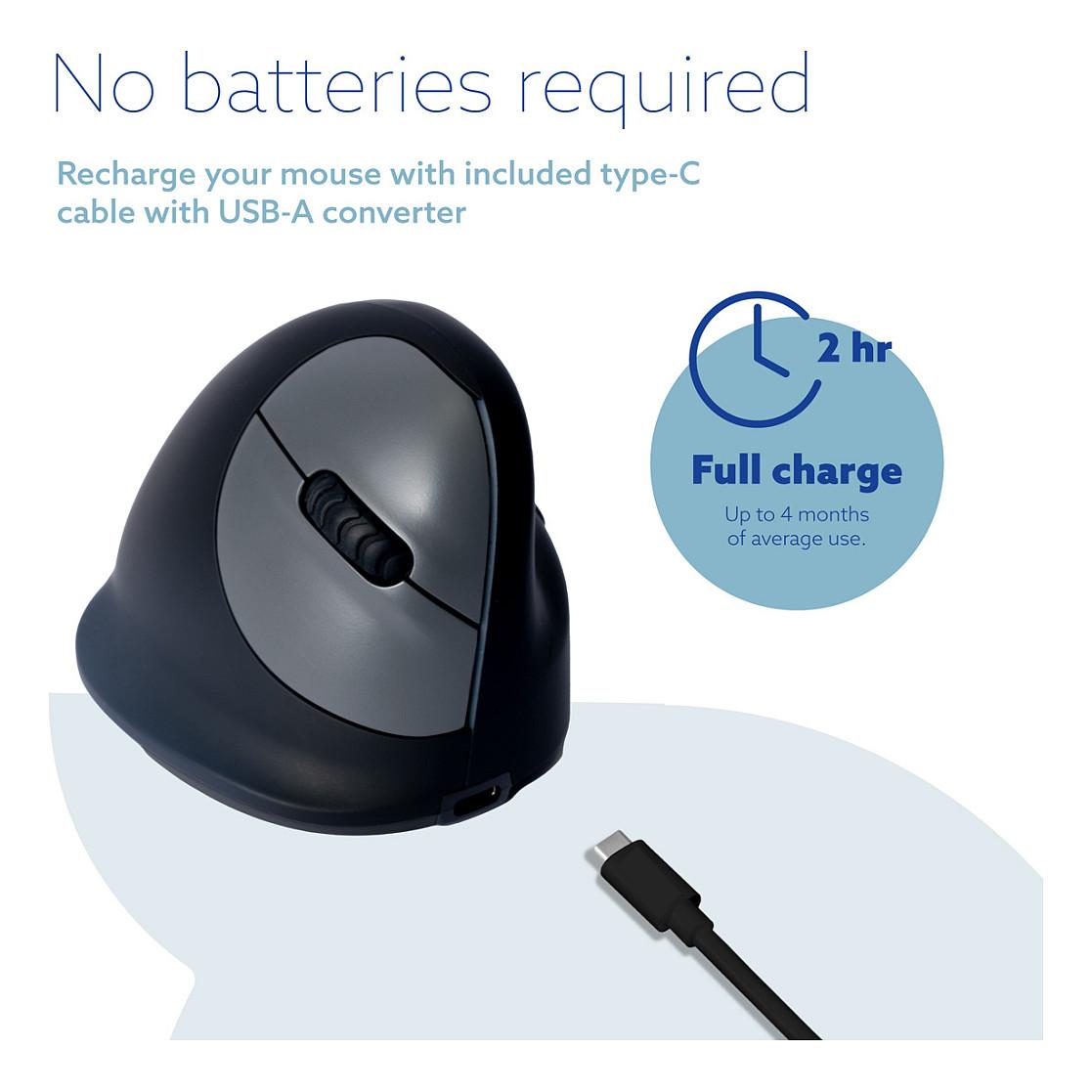 Maus pa Kabllo R-Go Tools HE Break RGOHBRSWLBL / 2400 DPI / 5 Butona / Bluetooth 5.0 + 2.4 GHz / Ergonomik / Small â ZezĂ« - 11