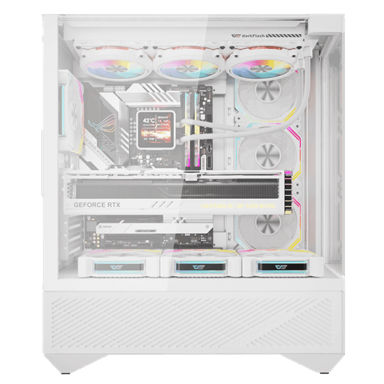 Kasë Darkflash DY460 / ATX Mid-Tower / 4x120mm ARGB / USB Type-C / Xham i Temperuar – Bardhë - 2