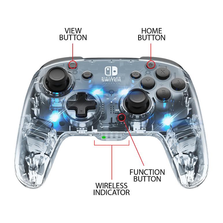 Kontroller për Nintendo Switch PDP Afterglow Prismatic / Wireless – Zezë/Transparente - 7