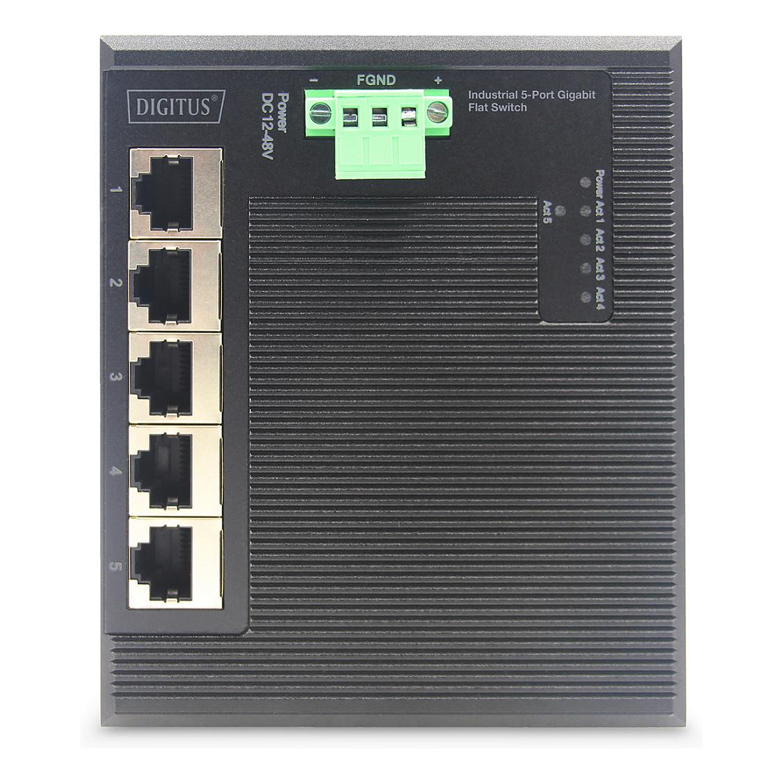 Switch Industrial DIGITUS DN-651126, 5x Gigabit Ethernet RJ45, 14Gbps, IP40, DIN-Rail - Zezë - 3