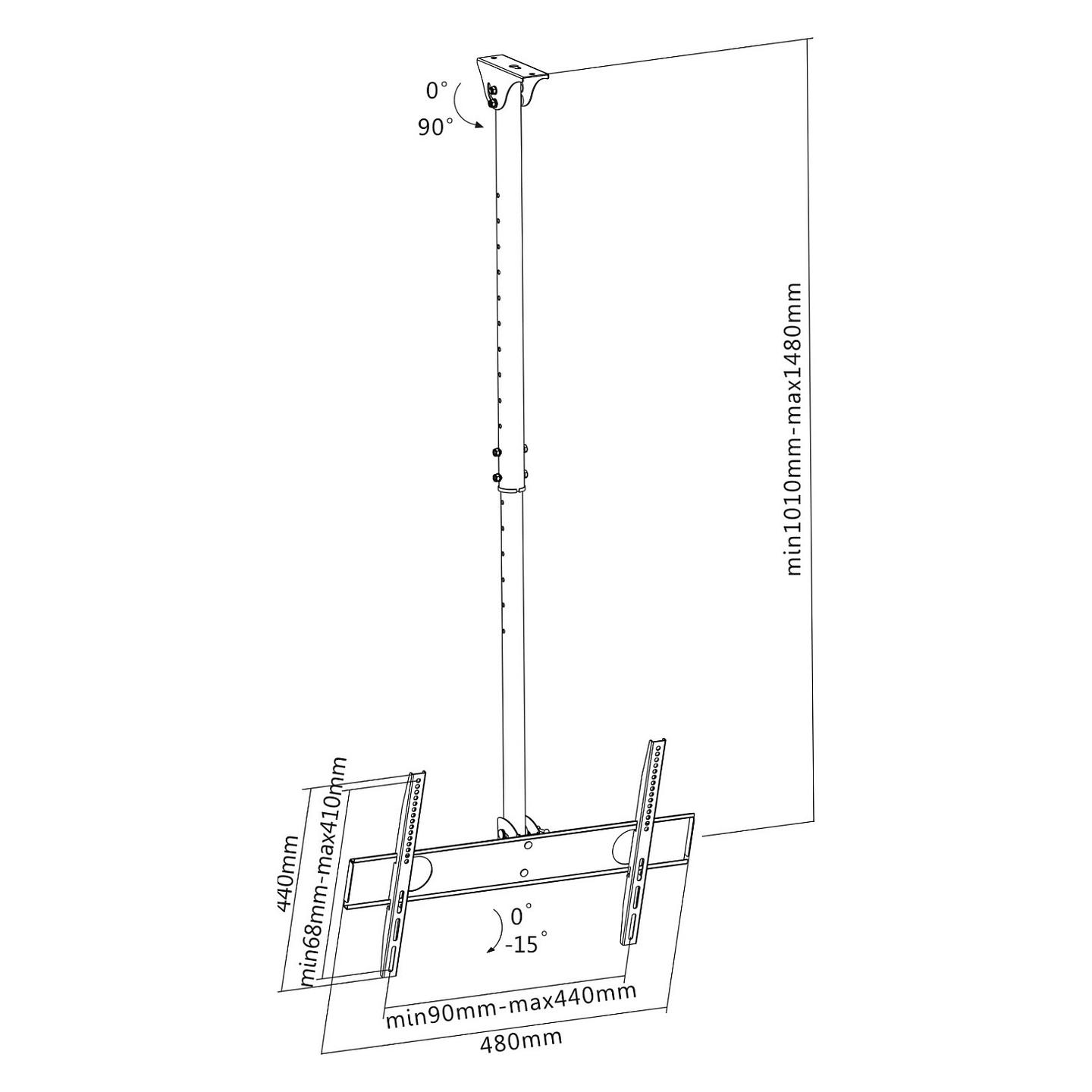 Mbajtëse për TV InLine 23149A, 32"-55", 50kg, VESA 400x400mm, për tavan - Zezë - 4