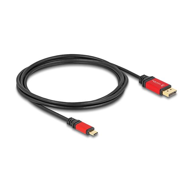 Kabllo USB DeLOCK 80093 / USB-C në DisplayPort / DisplayPort 1.4 / 8K 30Hz / HDR10 / 2 m - Zezë/Kuqe - 2