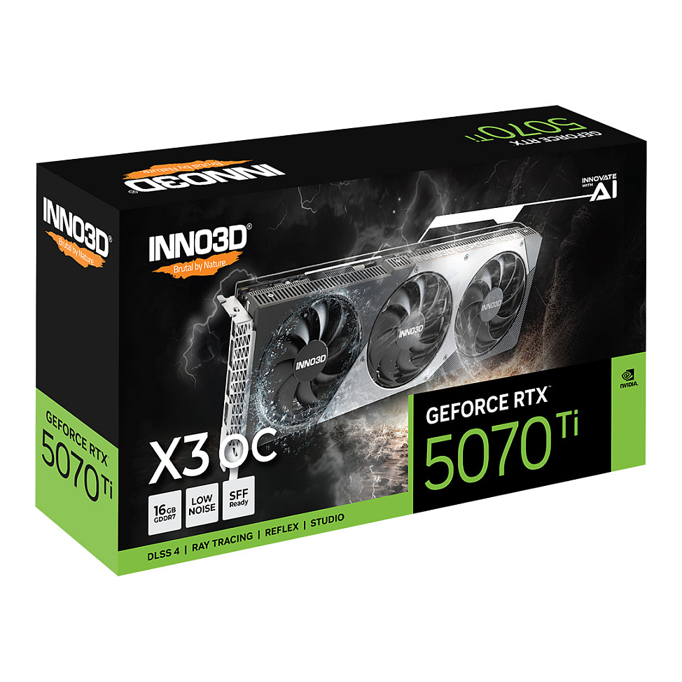 Kartë Grafike NVIDIA Inno3D GeForce RTX 5070 Ti X3 OC / 16GB GDDR7 / PCIe 5.0 / 3 Fan – Zezë/Hiri - 2