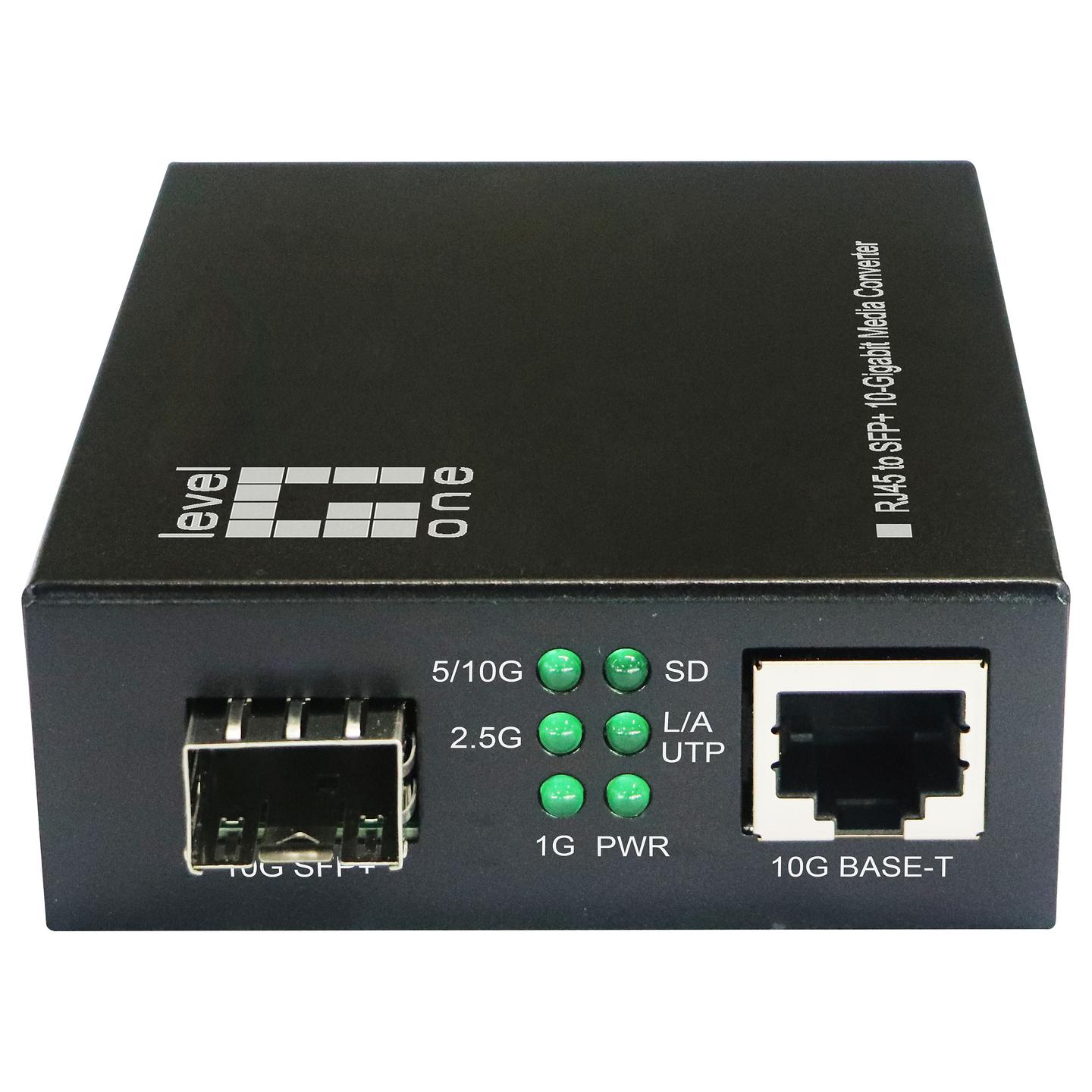 Konvertues Media LevelOne GVT-2051, RJ45 në SFP+, 10Gbps, 5Gbps, 2.5Gbps, 1Gbps, 10GBase-T - Zezë