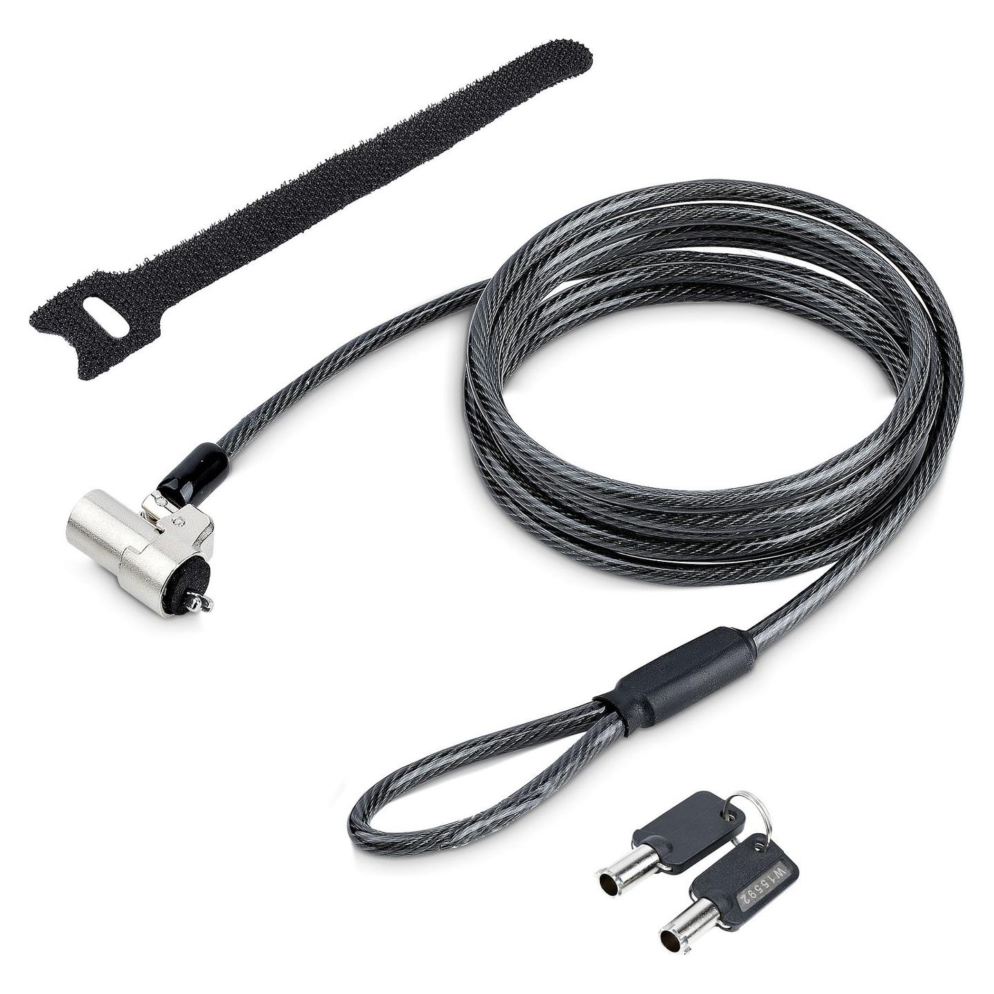 Kabllo Sigurie për Laptop StarTech.com NBLWK-LAPTOP-LOCK, Noble Wedge, 2 m, Çelik Rezistent ndaj Prerjes, Kyç me Çelës, 2 Çelësa - Argjend/Zezë - 6
