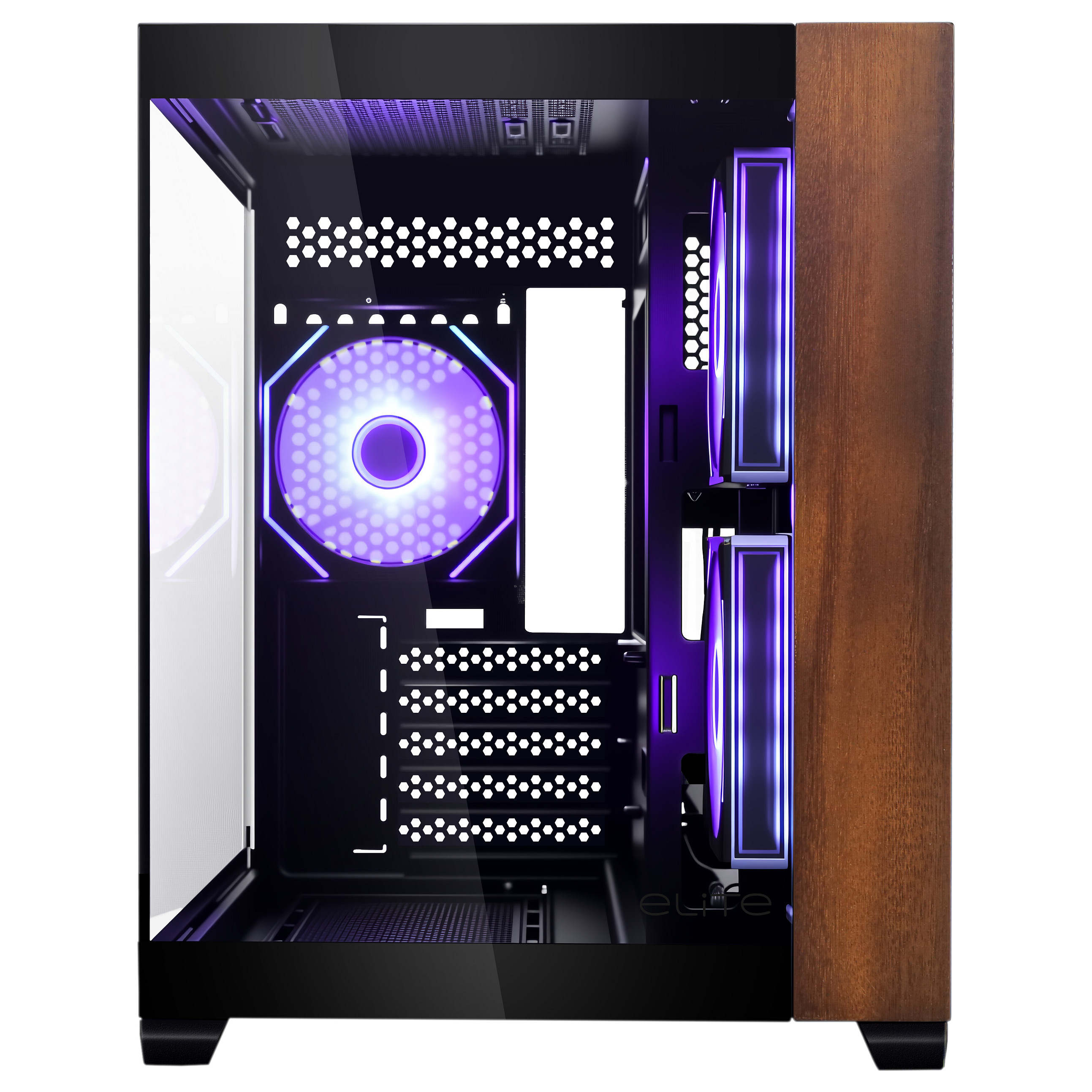 Kasë PC Cooler Master Elite 481 Wood / Mini Tower / Micro-ATX / 2x 120mm Side + 1x 120mm Rear Fan / Mesh / Wood Panel - Zezë - 3