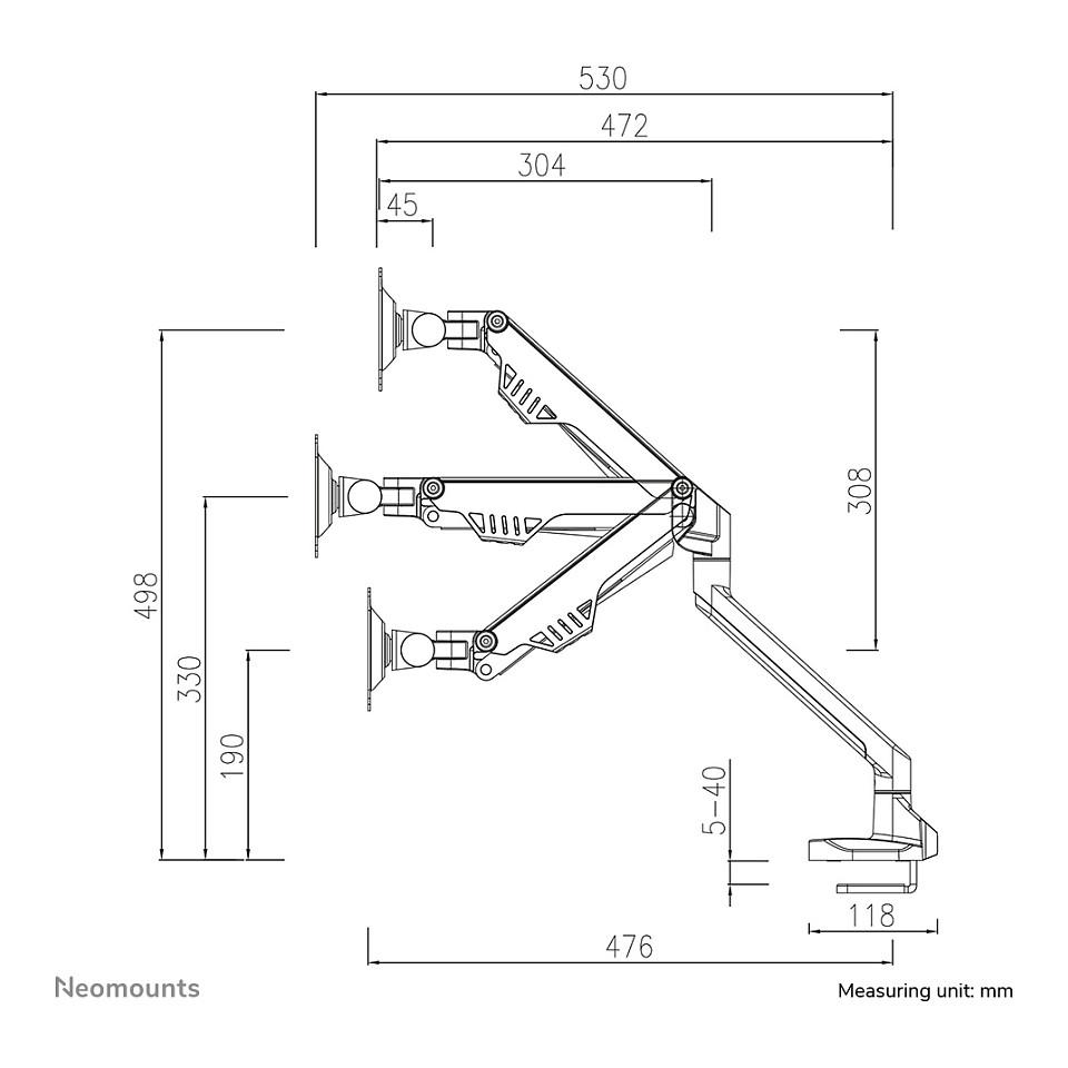 Mbajtëse për Monitor Neomounts FPMA-D750BLACK2, 1 Monitor, 10–32", 8kg, VESA 75 × 75 / 100 × 100mm - Zezë - 7