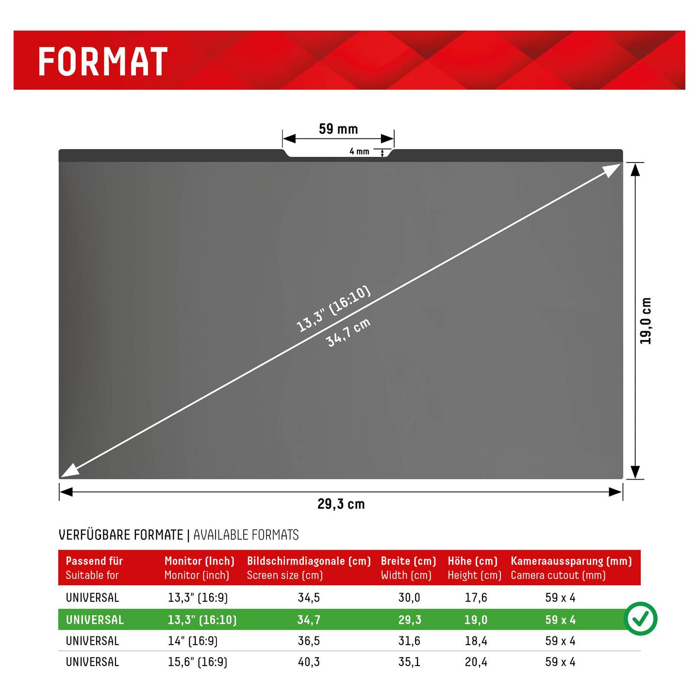 Filtër Privatësie për Laptop Displex 01761, 13.3", 16:10, magnetik, 2-drejtimësh, 5H - Zezë/Transparente - 8