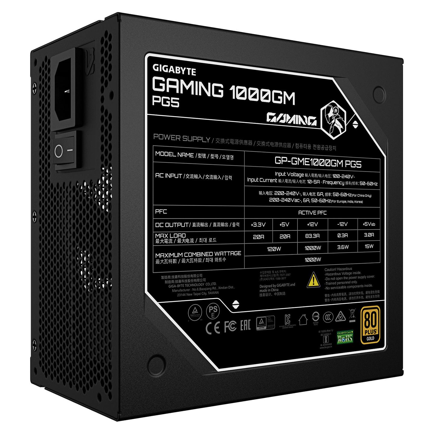 Furnizues Energjie GIGABYTE GAMING 1000GM PG5 / 1000W / ATX / Full Modular / PCIe 5.1 / ATX 3.1 – Zezë - 3