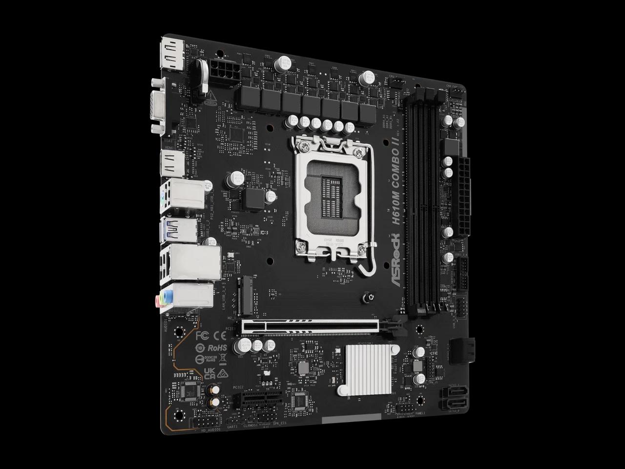 Pllakë Amë MB Intel ASRock H610M COMBO II, LGA1700, H610, Micro ATX, DDR5, DDR4, HDMI, DisplayPort, D-Sub - 3