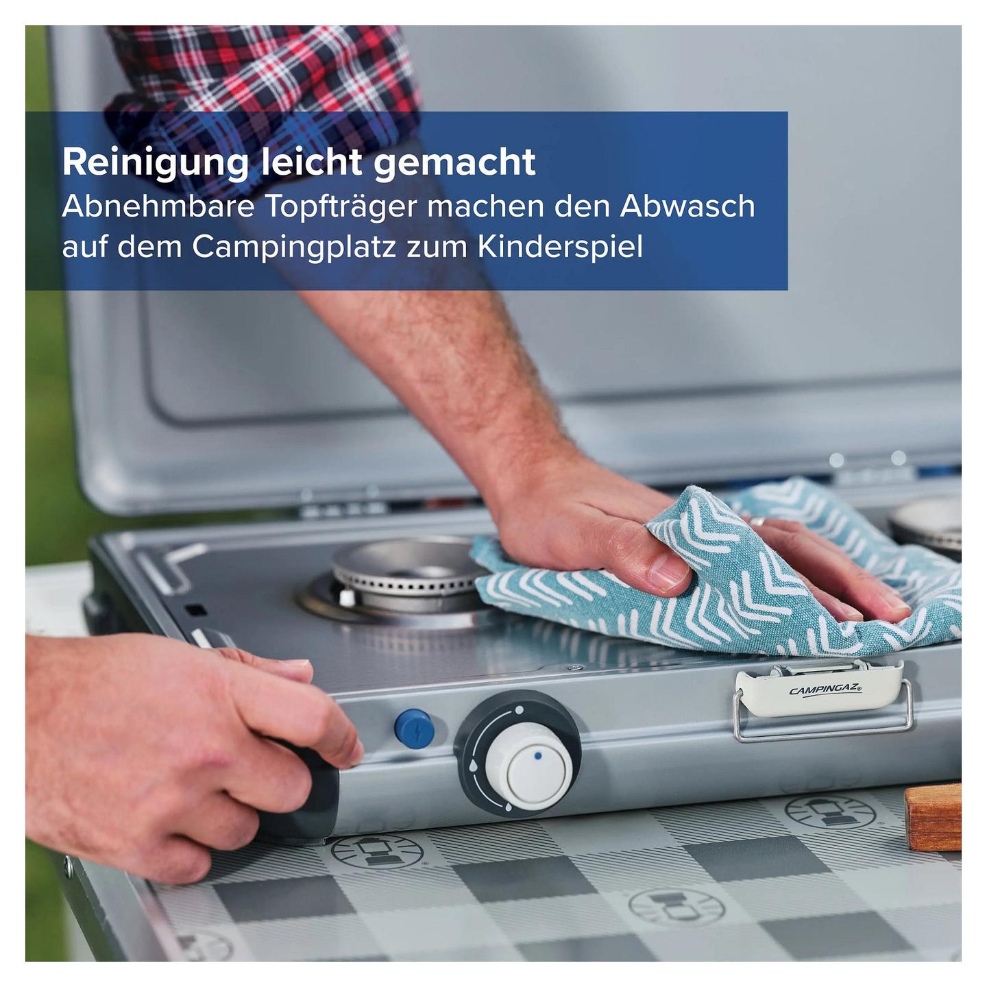 Grill me Gaz CAMPINGAZ Camping Kitchen 2 Grill & Go Caravan, 2 Djegësa, 4kW, Grill dhe Plancha, Ndezje Piezo - Zezë/Hiri - 10
