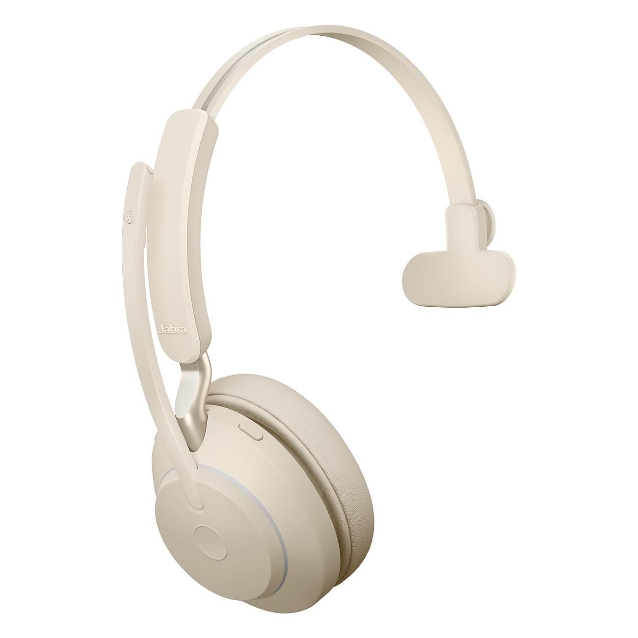 Kufje pa kabllo Jabra Evolve2 65 Mono UC, Bluetooth, USB-C, Stacion karikimi, Link 380c, Rreze 30 m - Bezhë - 2