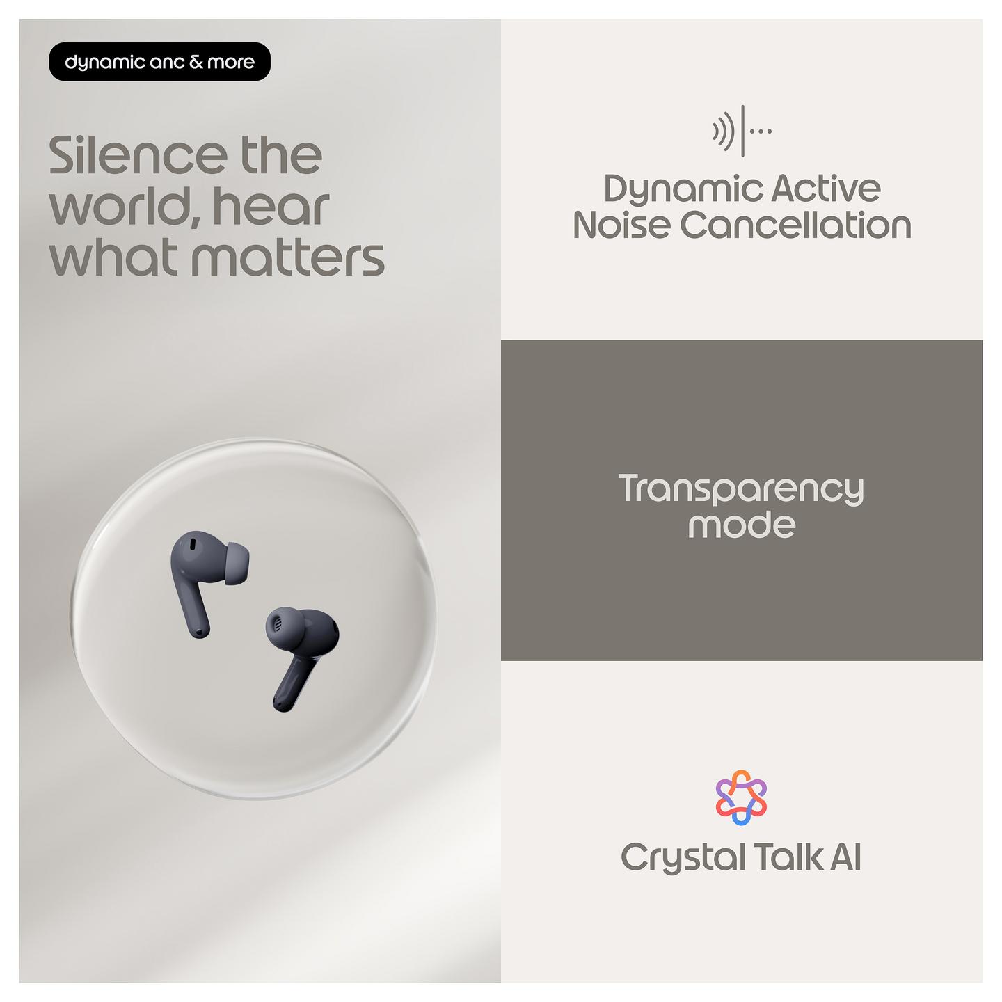 Kufje pa kabllo Motorola Moto Buds 2 / TWS / Bluetooth 6.0 / 11mm + 6mm / Dynamic ANC / Hi-Res Audio / 6 Mikrofona / IP54 - Carbon - 14