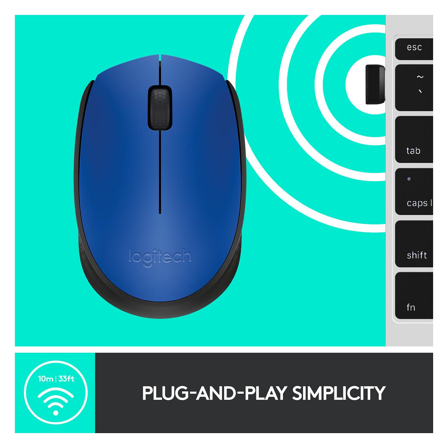 Maus pa kabllo Logitech M171 / Wireless 2.4GHz / Optik / 1000 DPI / 3 Butona / Nano USB Receiver - Blu/Zezë - 10