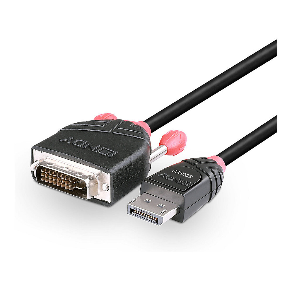 Kabllo DisplayPort Lindy 41491 / DisplayPort në DVI-D / 2m / DisplayPort 1.2 / 1920×1200 60Hz - Zezë - 5