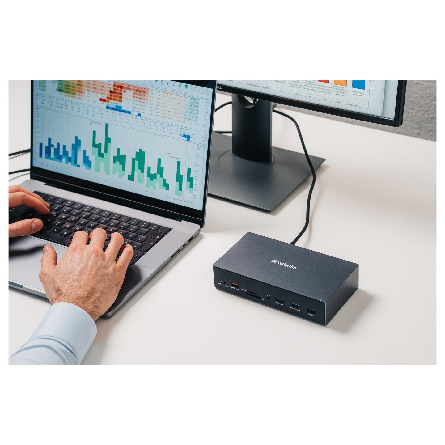 Docking Station Verbatim CDS-17, USB-C, 3× HDMI, 2× DisplayPort, Gigabit Ethernet, USB-A, SD, microSD, PD 100W - Hiri/Zezë - 10