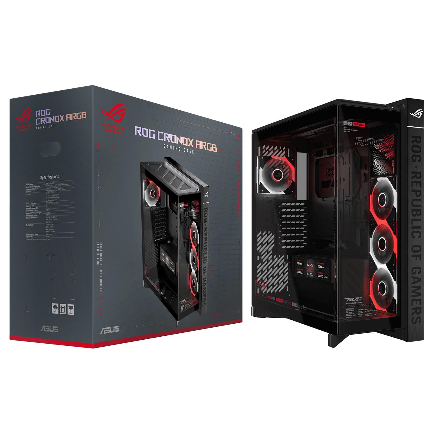Kasë ASUS ROG CRONOX GR801 CURVE TG ARGB / Big-Tower / Xham i Temperuar / 4x120mm ARGB / EATX – Zezë - 17