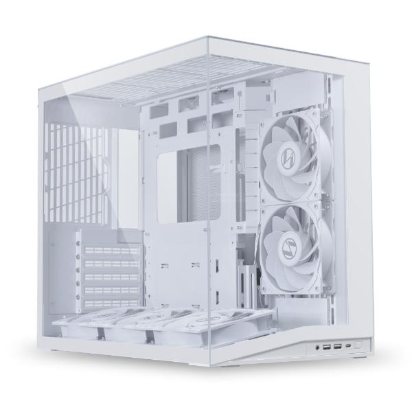 Kasë PC Lian Li O11 Dynamic Mini V2 Flow / Dual Chamber / ATX / 5x 120mm Reverse Blade PWM Fan / Tempered Glass – Bardhë - 3