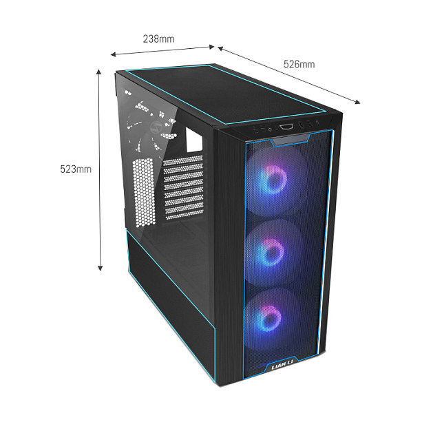 Kasë Lian Li LANCOOL III RGB / Midi Tower / E-ATX / 4x 140mm PWM ARGB Fan / Tempered Glass - Zezë - 6