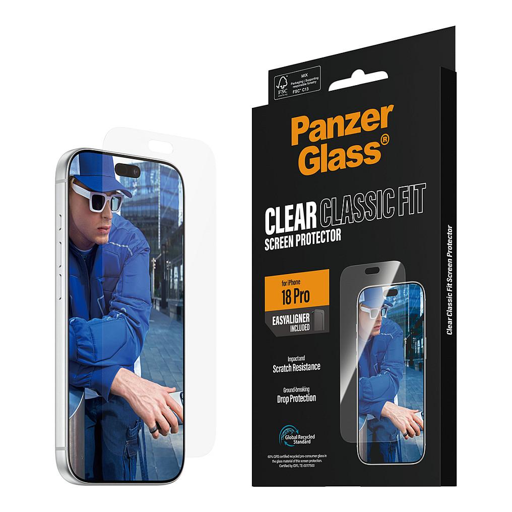 Mbrojtëse Ekrani PanzerGlass për iPhone 18 Pro, Classic Fit, Xham i Temperuar - Transparente - 6