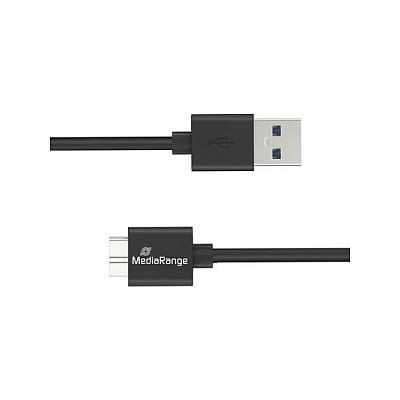 Kabllo USB MediaRange MRCS239, USB 3.2 Gen 1, USB-A Mashkull në Micro USB-B Mashkull, 5Gbps, 0,5m - Zezë - 3