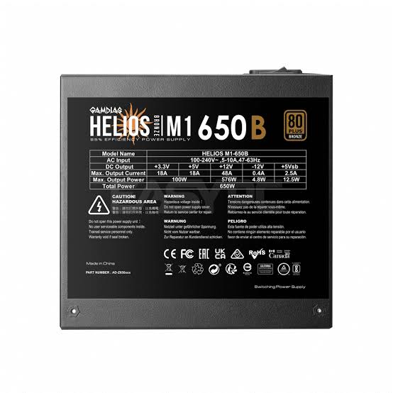 Furnizues Energjie ATX GAMDIAS Helios M1-650B / 650W / 80 PLUS Bronze - Zezë - 2