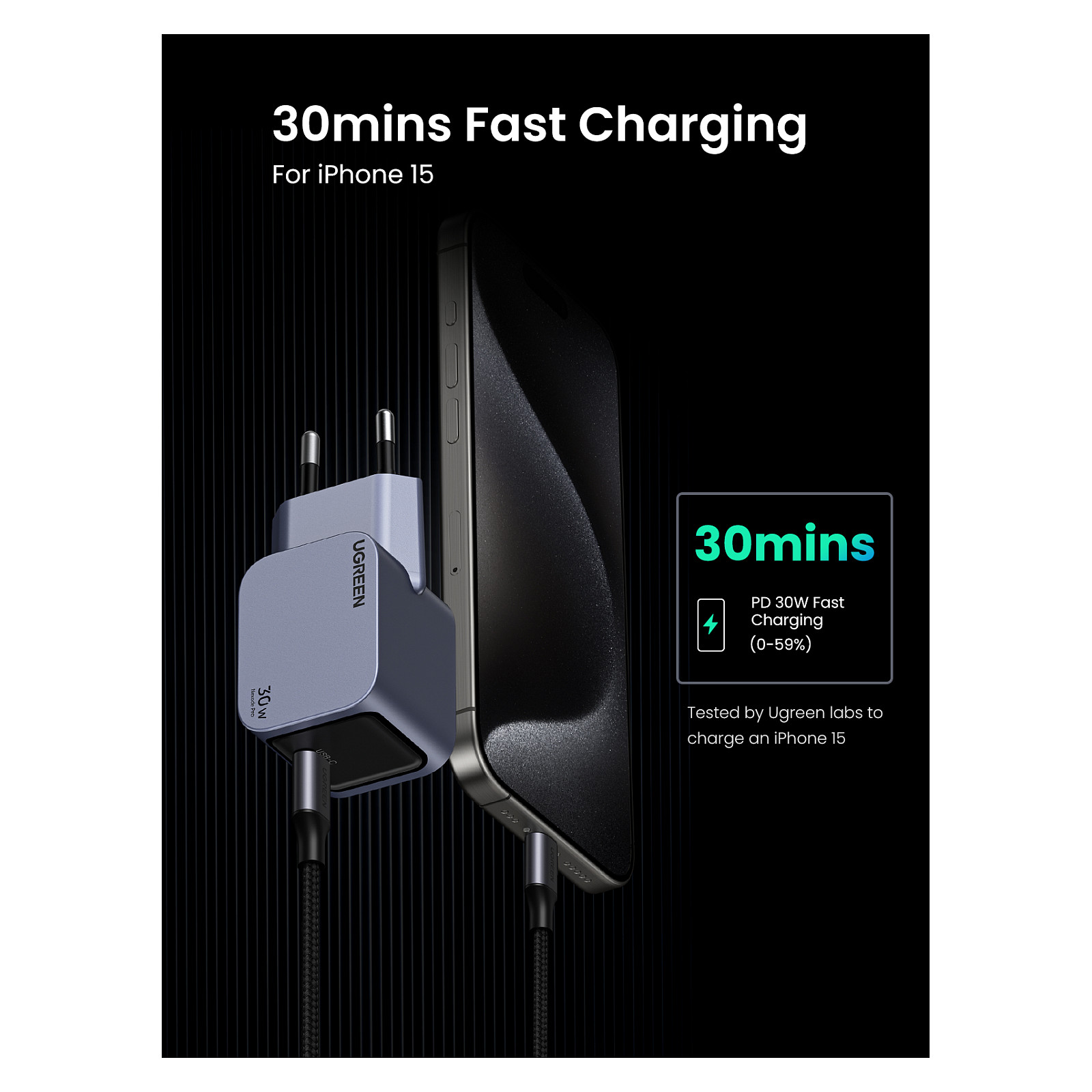 Karikues Ugreen 35006 / 30W / USB-C / PD 3.0 / Quick Charge 4 – Gri - 9