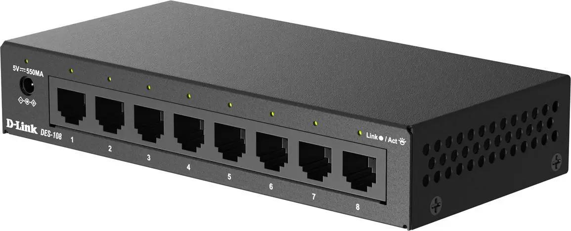 Switch D-Link DES-108/V/E, 8x Fast Ethernet RJ45, 10/100Mbps, 1.6Gbps, UnManaged - Zezë