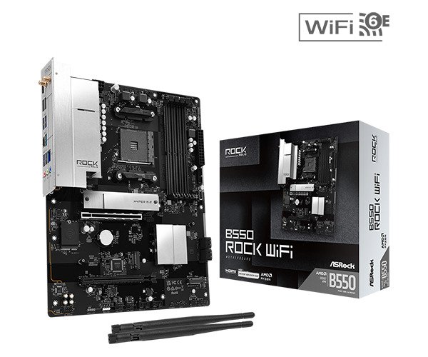 Pllakë Amë ASRock B550 Rock WiFi / AMD AM4 / B550 / DDR4 / ATX / Wi-Fi 6E / 2.5GbE LAN - 2