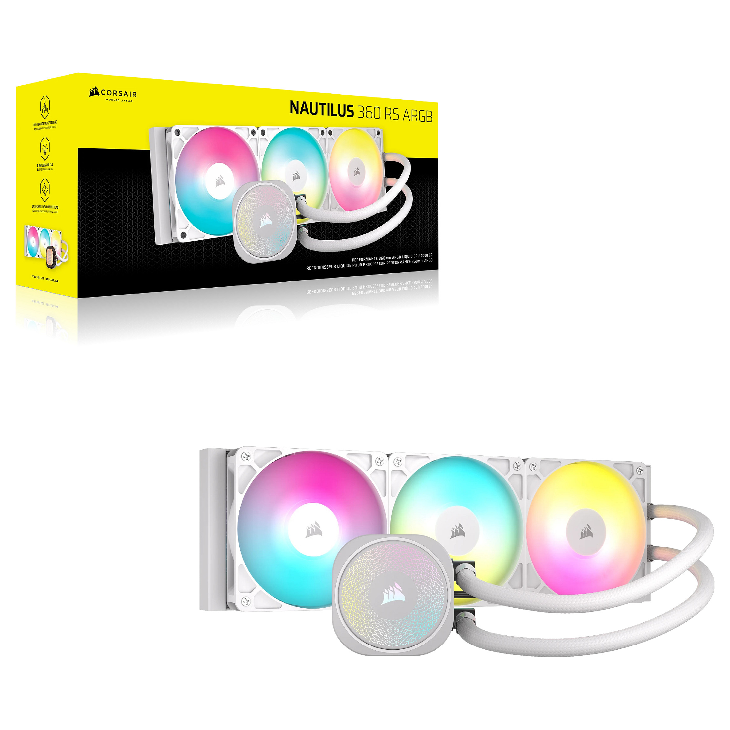 Ftohës për Procesor Corsair Nautilus 360 RS ARGB / AIO / 360mm / 3x120mm / ARGB - Bardhë - 9