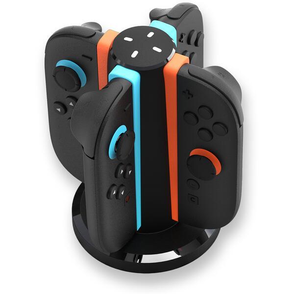 Stacion Karikimi ready2gaming R2GNSW24IN1CHARGER, për Nintendo Switch 2, 4-in-1, Joy-Con, USB-C - Zezë