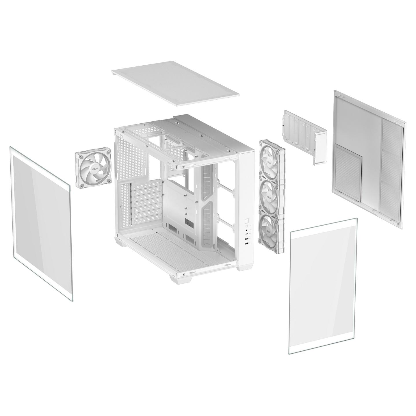 Kasë ASUS A32 Plus TG ARGB, Mid-Tower, ATX, Xham i Temperuar, 4x120mm ARGB, USB Type-C 10Gbps - Bardhë - 15